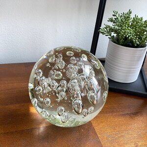 Art Glass Bubble Orb • Murano Style Paperweight • 5” Heavy Sculptural Decor